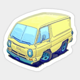 Vintage American van in vector style Sticker